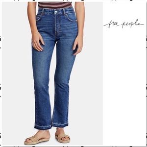 Free People CRVY High Rise Raw Hem Crop Jeans NEW